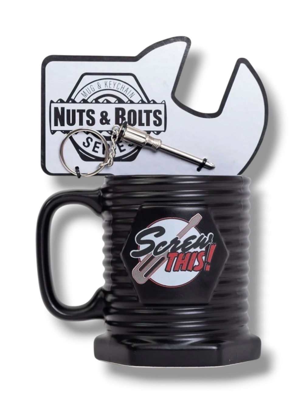 Nuts & Bolts "Screw This" Stoneware Mug & Keychain Gift Set - NWT